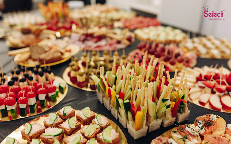 Catering Banquet Table with Tiny Sandwiches